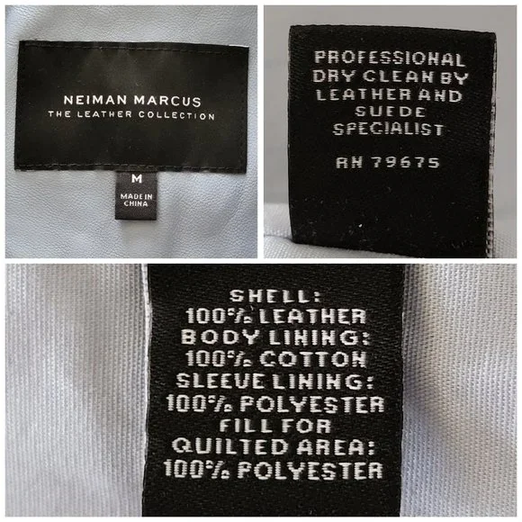 Neiman Marcus Light Blue Leather Lace-Up Moto Leather Jacket - Picture 16 of 16